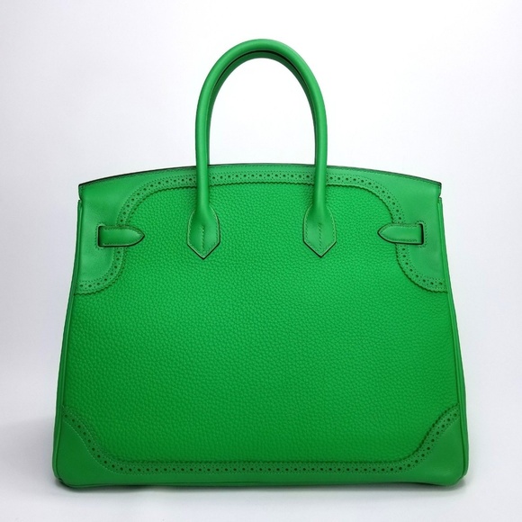 NEW HERMES BIRKIN 35 GHILLIES BAMBOO TOGO PHW - Picture 4 of 8